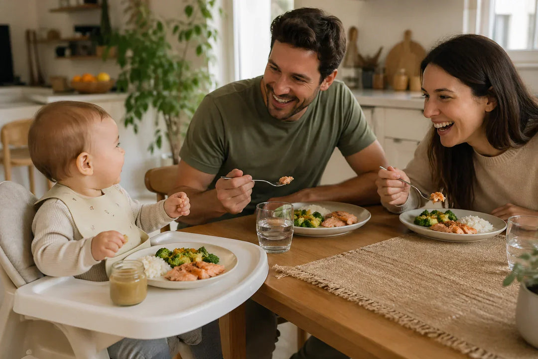 Family eating easy healthy balanced meal
