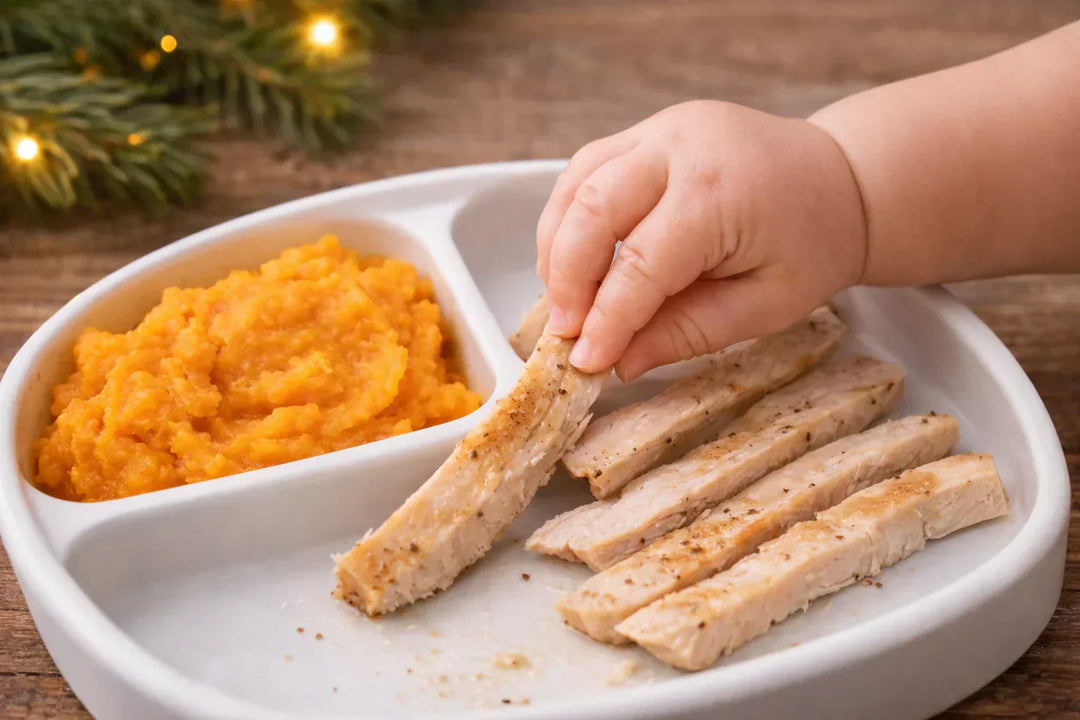 Simple baby plate using holiday leftovers